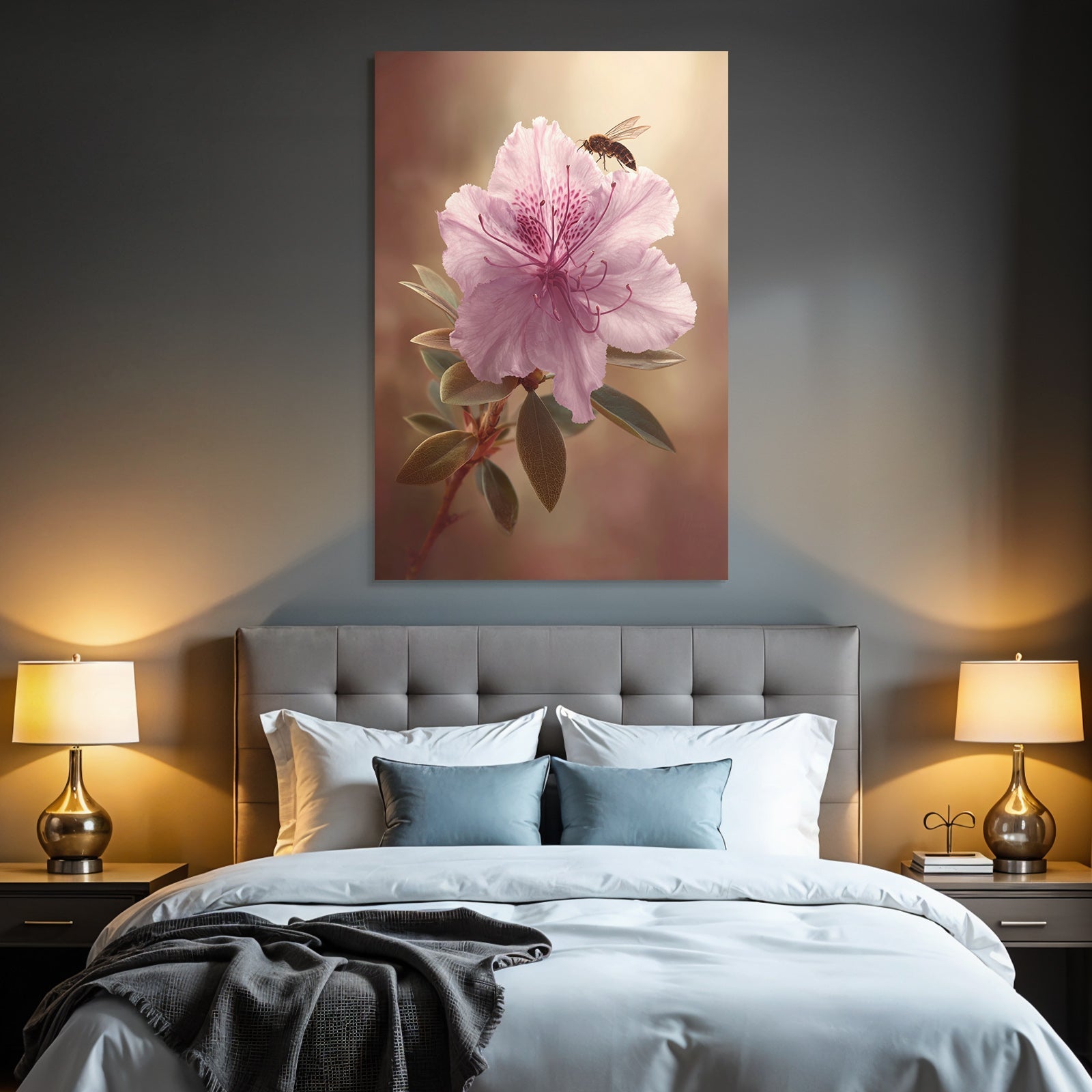 Pinkblume Mit Biene Nahaufnahme