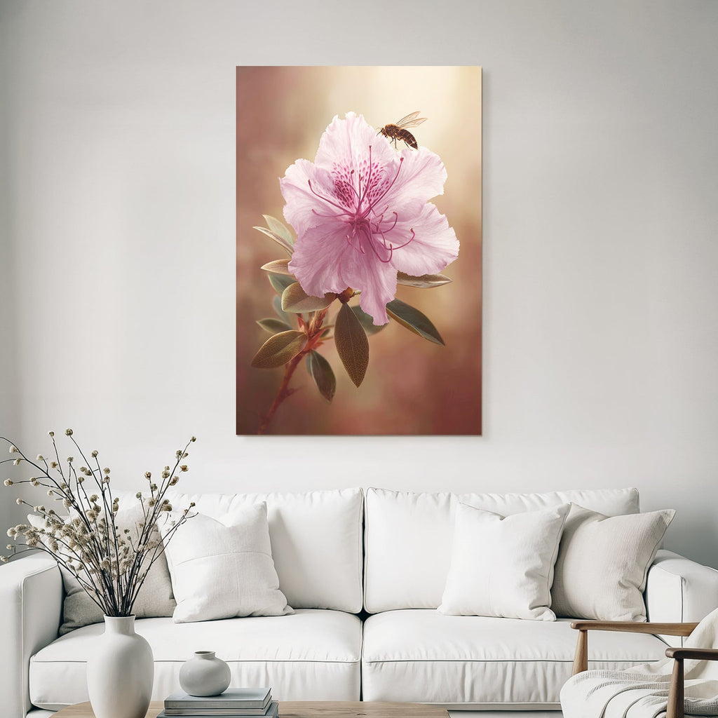 Pinkblume Mit Biene Nahaufnahme