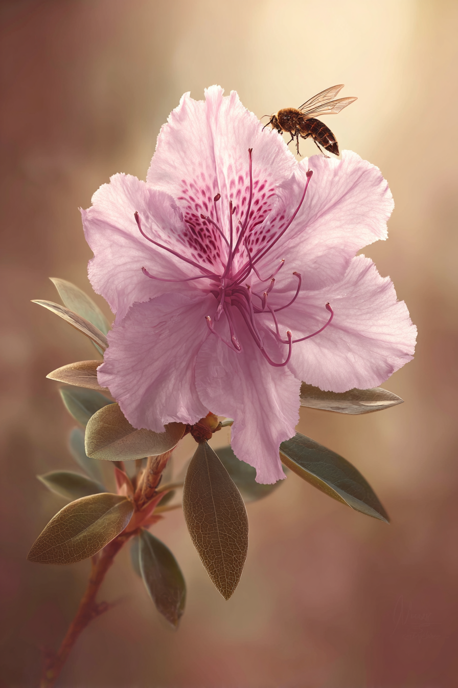 Pinkblume Mit Biene Nahaufnahme | Insekten und Amphibien | Tiere
