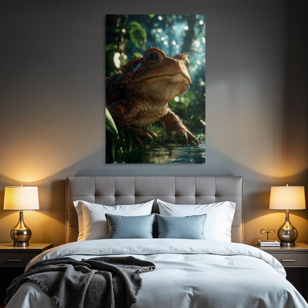 Realistischer Frosch Oder Krote In Lushen Naturumgebung