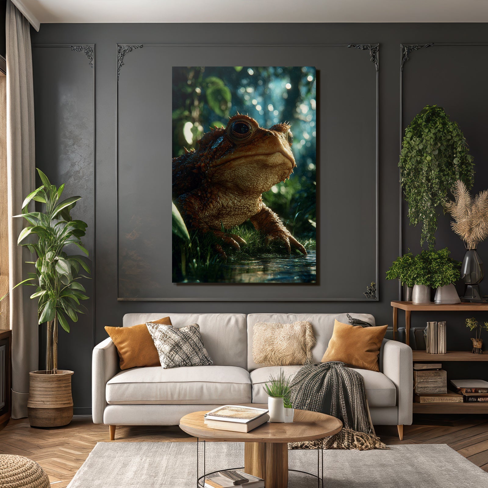 Realistischer Frosch Oder Krote In Lushen Naturumgebung