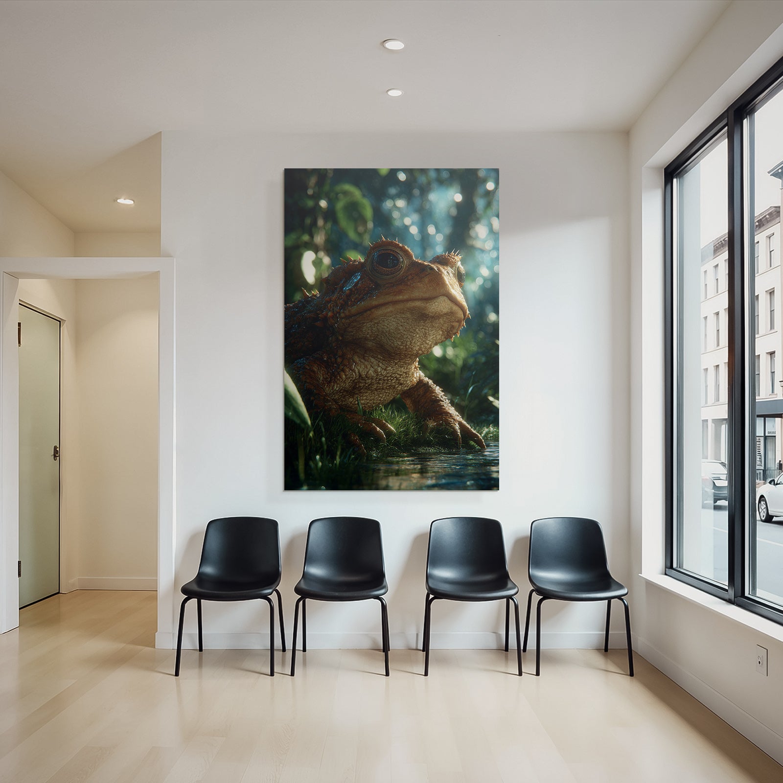 Realistischer Frosch Oder Krote In Lushen Naturumgebung
