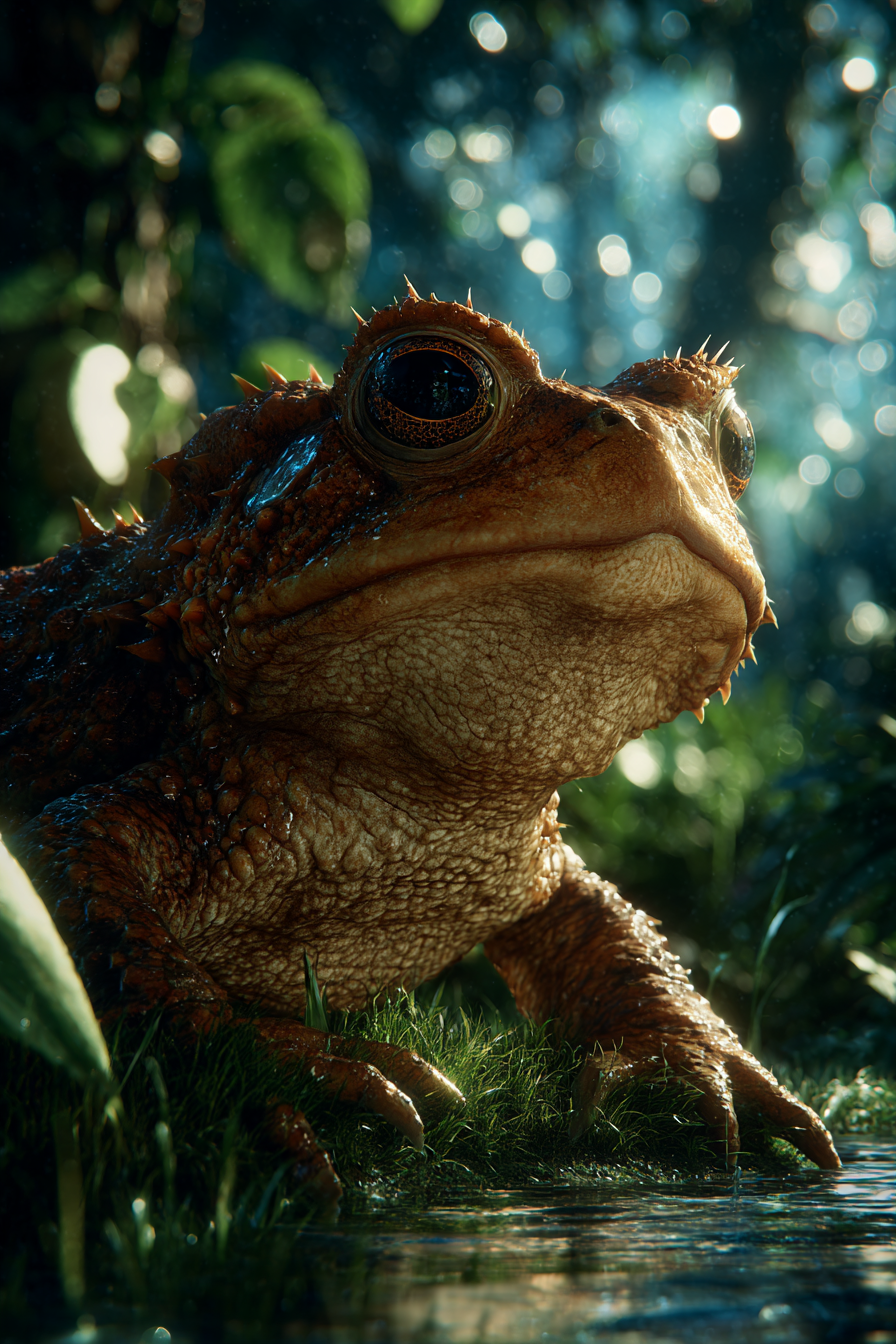 Realistischer Frosch Oder Krote In Lushen Naturumgebung | Insekten und Amphibien | Tiere