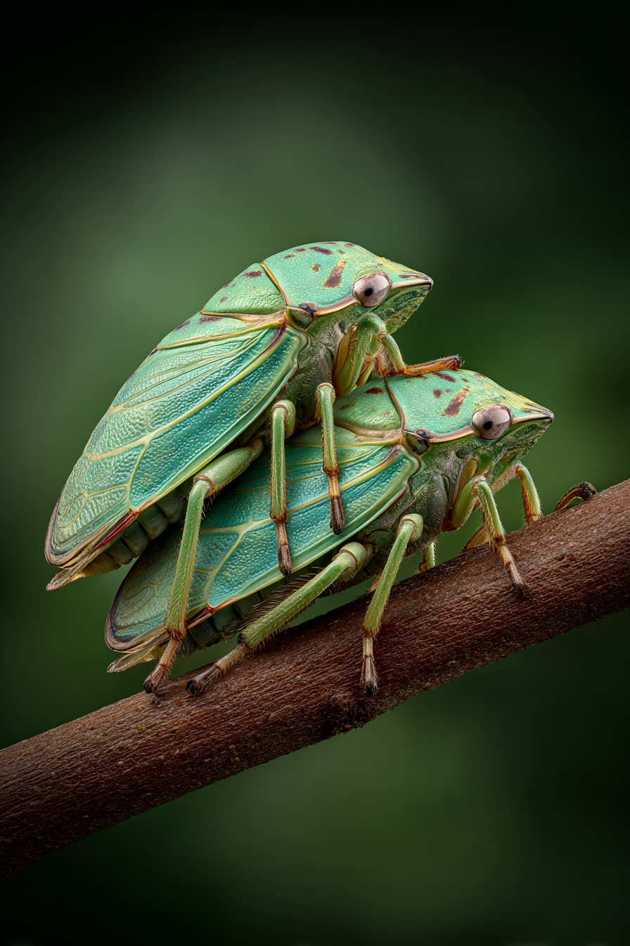 Zwei Grüne Zikaden Am Zweig | Insekten und Amphibien | Tiere