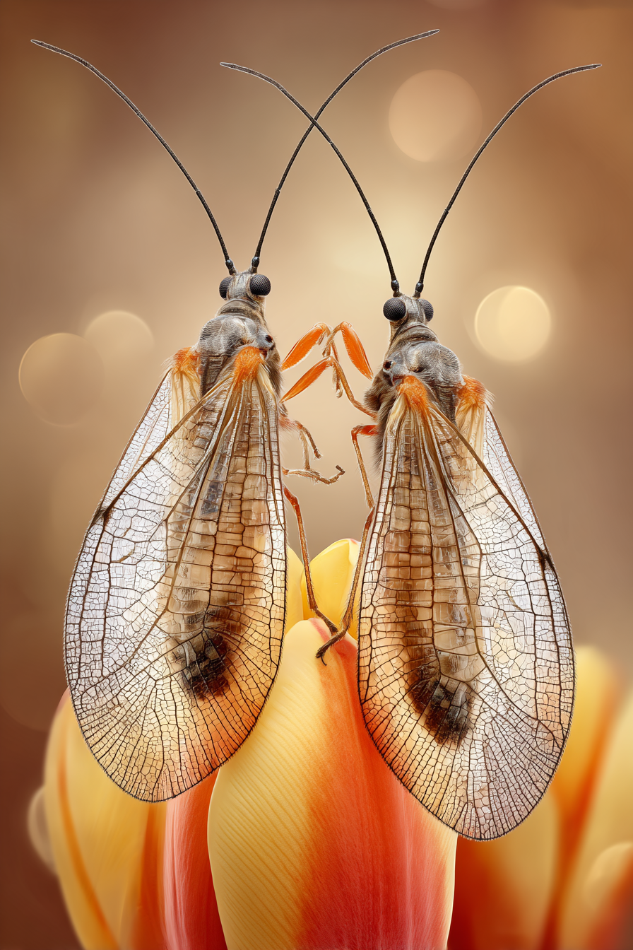 Zwei Zikaden Auf Bunter Tulpe | Insekten und Amphibien | Tiere