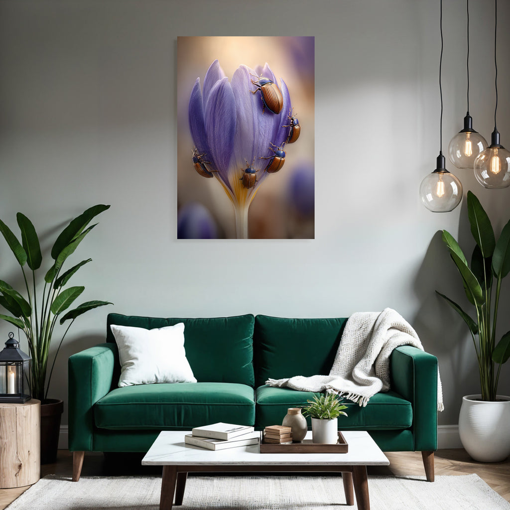 Mehrere Käfer Auf Einer Lila Blume Nahaufnahme