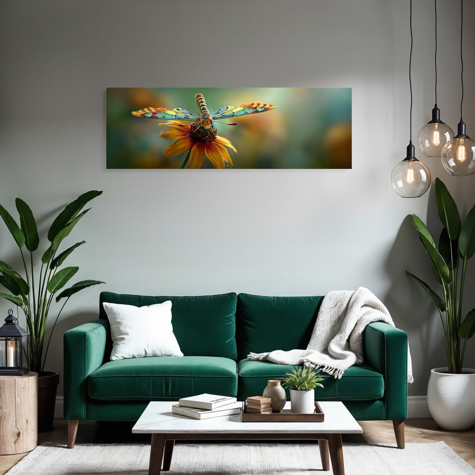 Bunte Drachenfliege Auf Einer Leuchtenden Blume