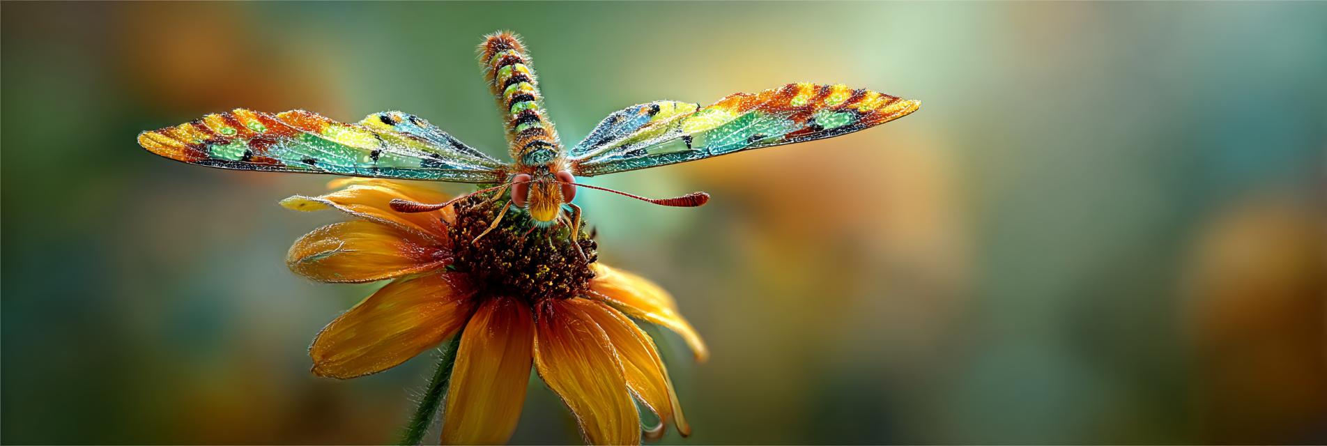 Bunte Drachenfliege Auf Einer Leuchtenden Blume | Insekten und Amphibien | Tiere