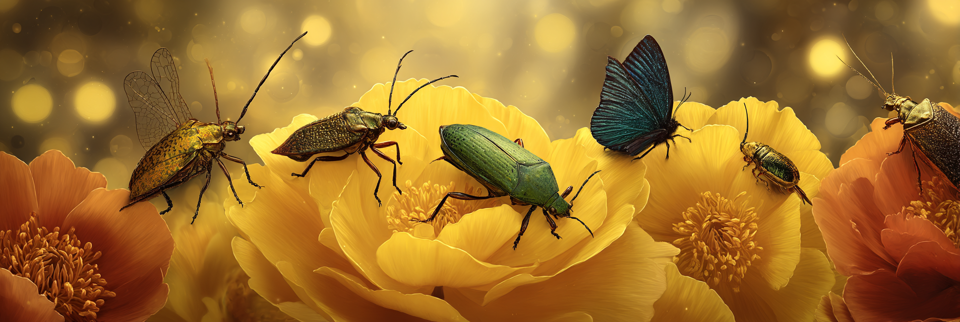 Bunte Insekten Käfer Und Schmetterling Auf Grossen Blumen | Insekten und Amphibien | Tiere