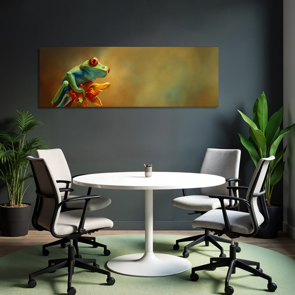 Bunter Baumfrosch Mit Grüner Haut Und Rote Augen Auf Blume