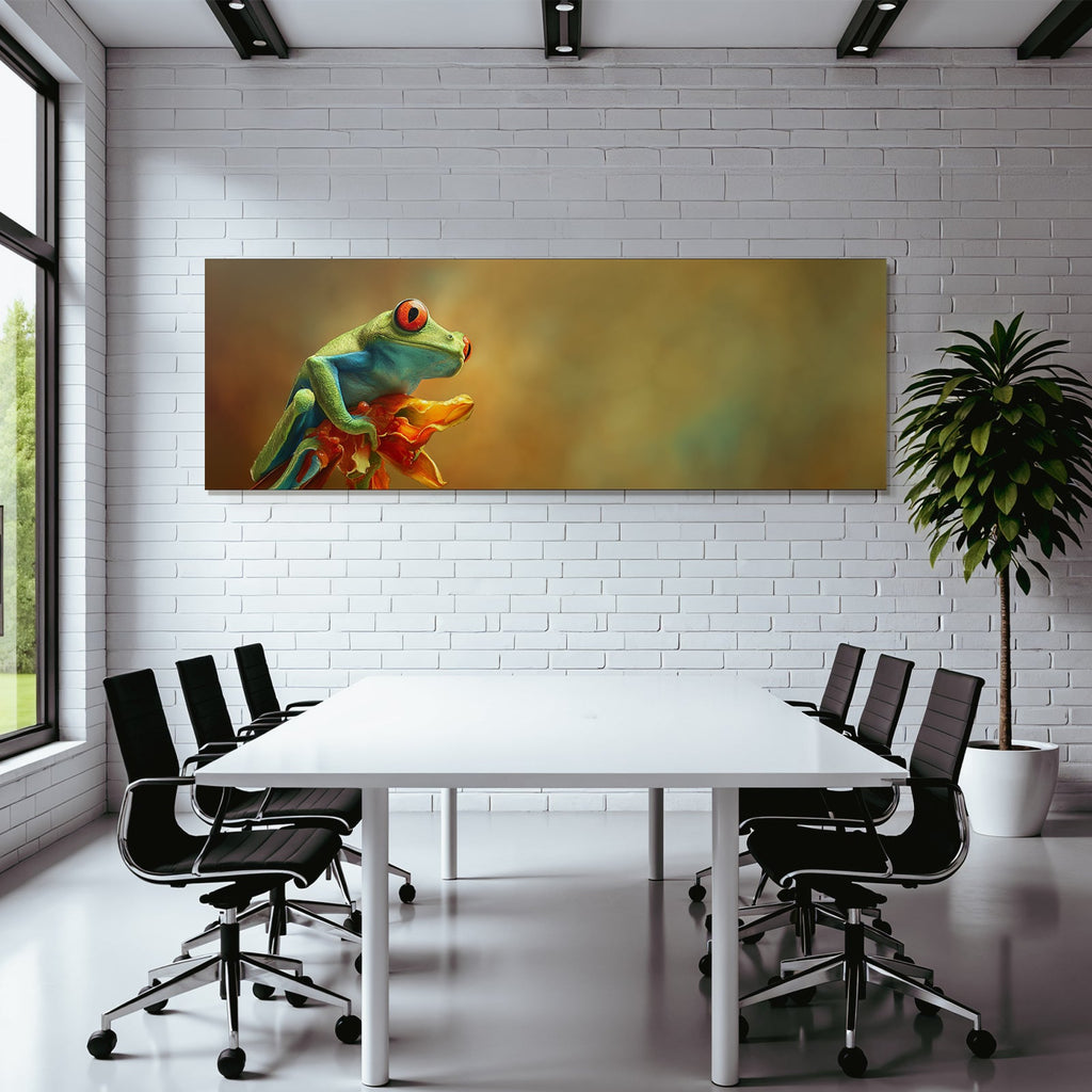 Bunter Baumfrosch Mit Grüner Haut Und Rote Augen Auf Blume