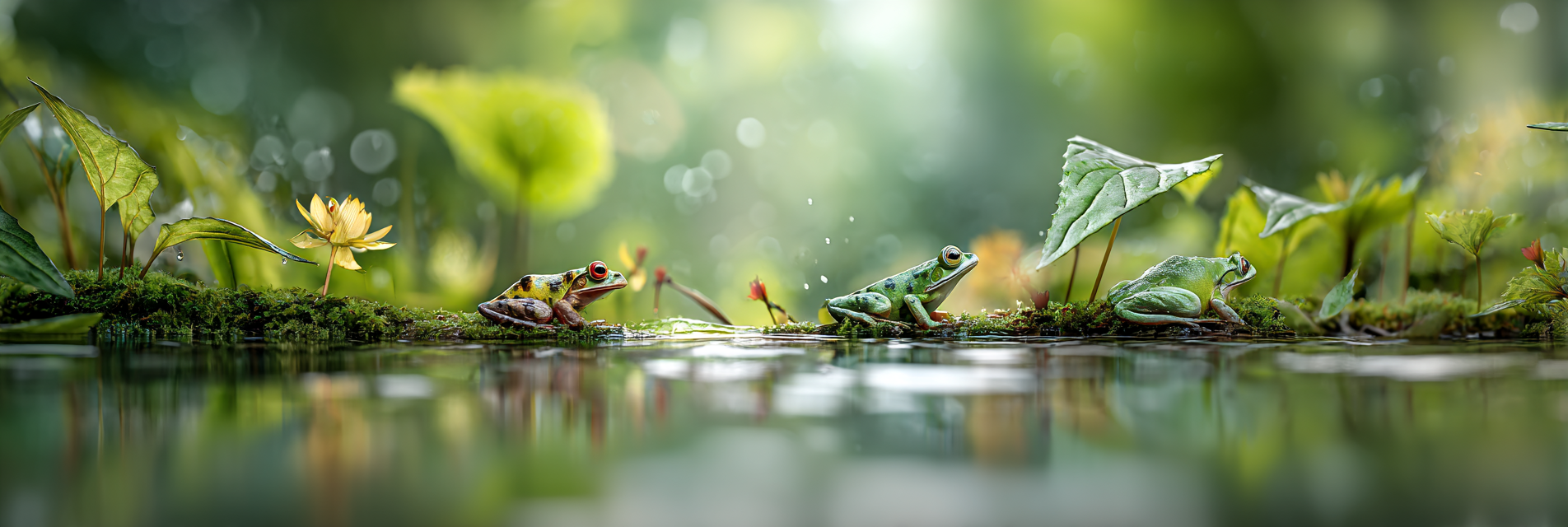 Frösche Am Teich Im Feuchten Sumpf Mit Gelber Seerose | Insekten und Amphibien | Tiere