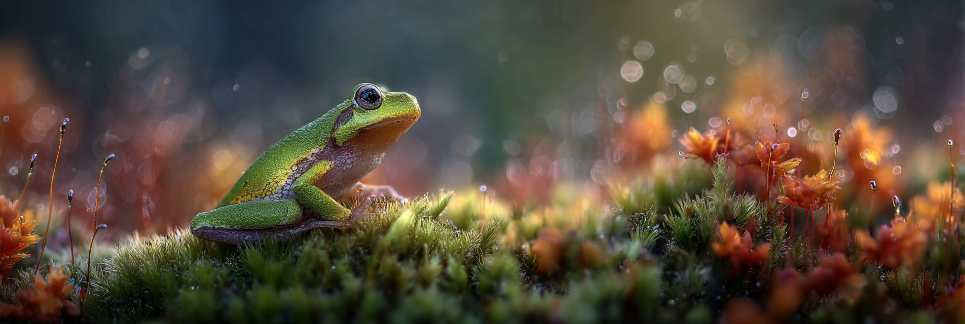 Grüner Frosch Auf Moos | Insekten und Amphibien | Tiere
