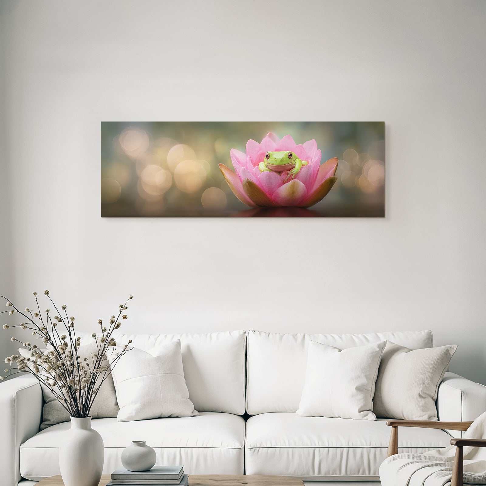 Grüner Frosch Auf Rosa Wasserlilie