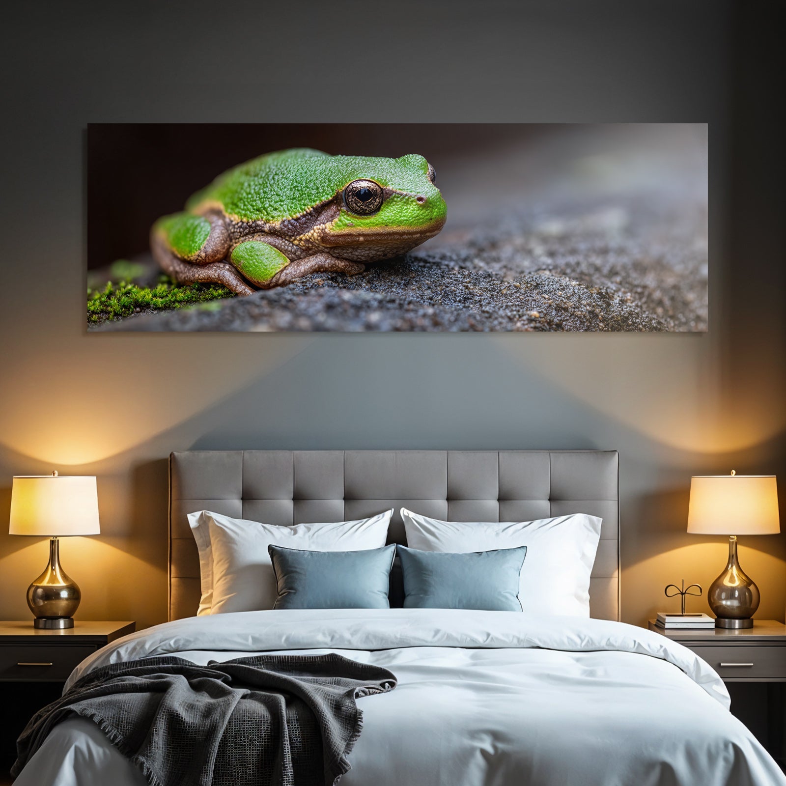 Grüner Frosch Naheaufnahme Texturierte Oberfläche