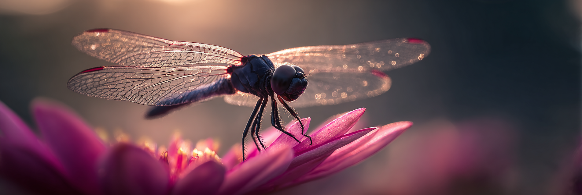 Nahaufnahme Libelle Auf Zartrosa Blume | Insekten und Amphibien | Tiere