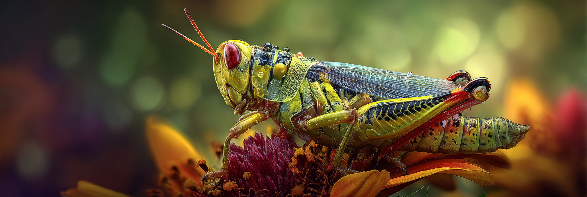Nahaufnahme Bunter Heuschrecke Auf Blume | Insekten und Amphibien | Tiere
