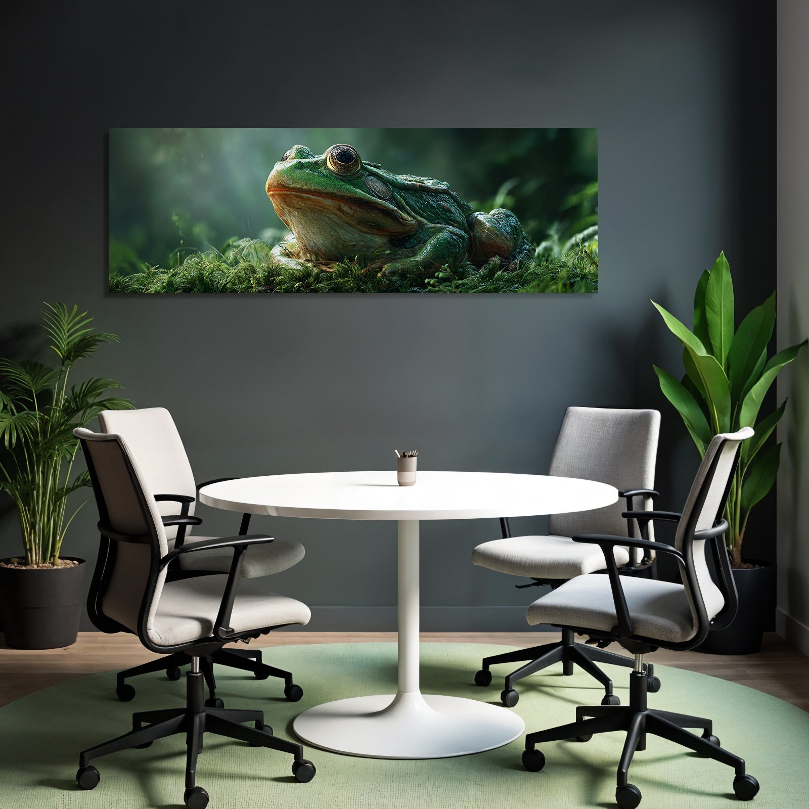 Nahaufnahme Eines Grünen Frosches In Waldumgebung