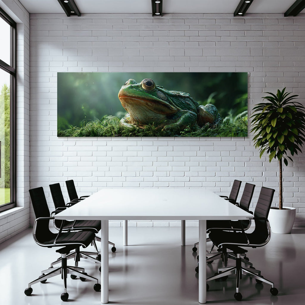 Nahaufnahme Eines Grünen Frosches In Waldumgebung