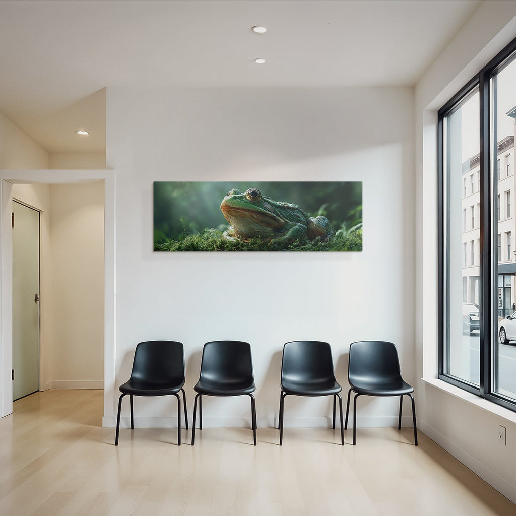 Nahaufnahme Eines Grünen Frosches In Waldumgebung