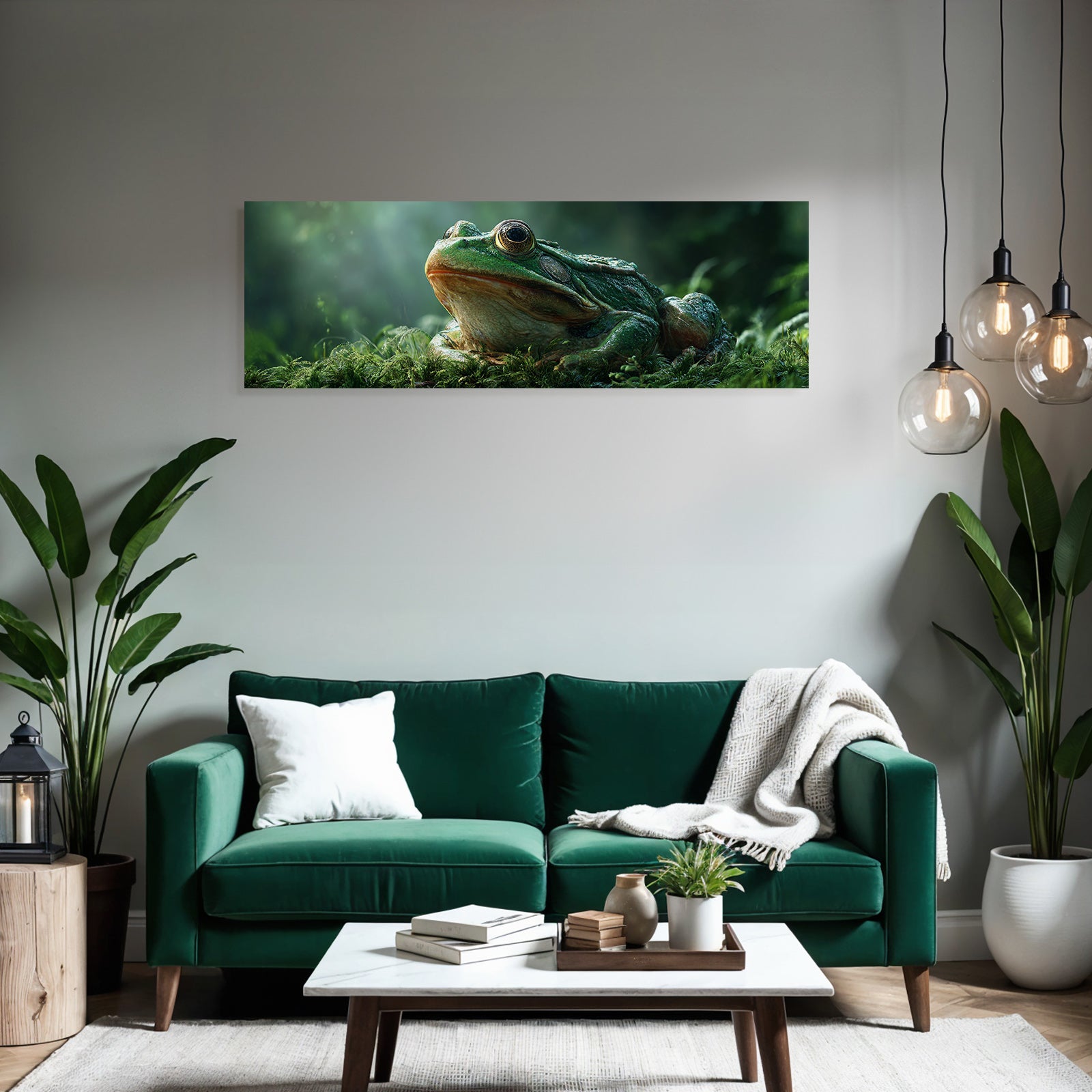 Nahaufnahme Eines Grünen Frosches In Waldumgebung