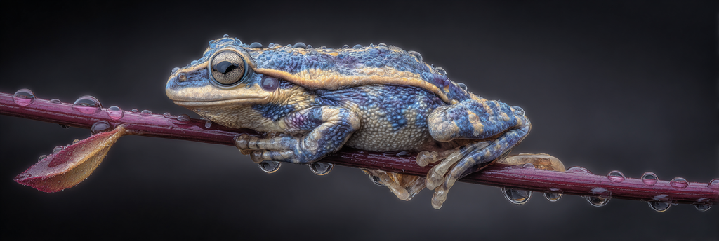 Nahaufnahme Frosch Am Zweig Mit Wassertropfen | Insekten und Amphibien | Tiere