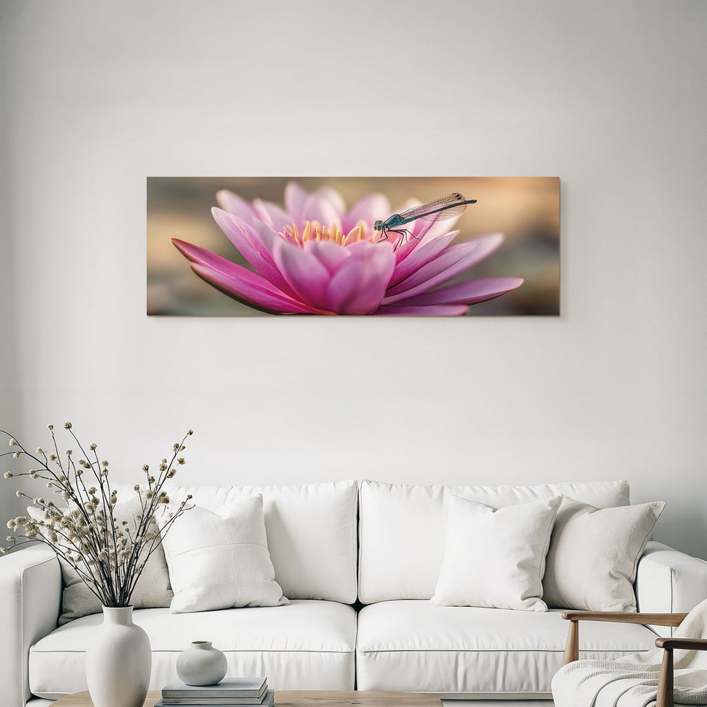 Pink Lotus Flower With Dragonfly