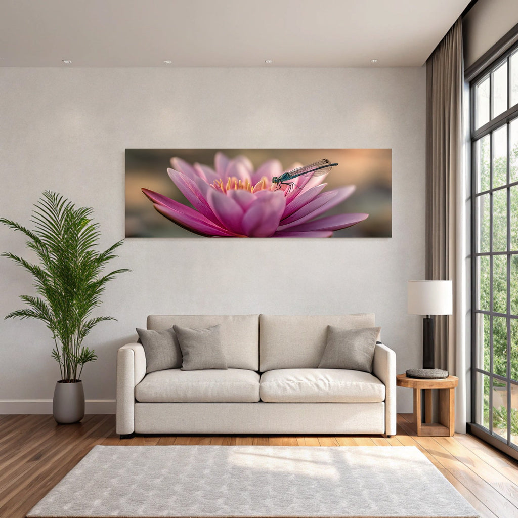 Pink Lotus Flower With Dragonfly
