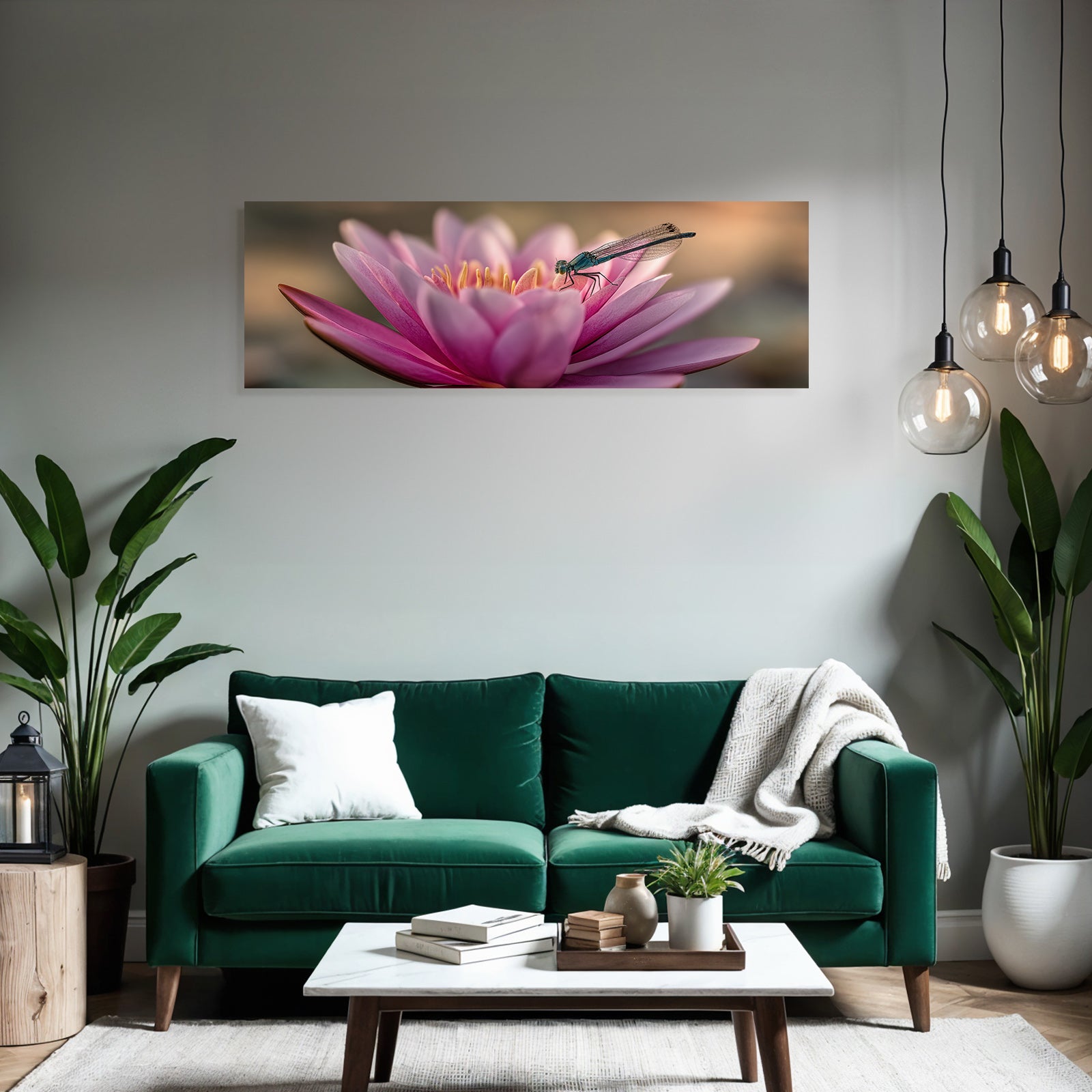 Rosa Lotusblume Mit Drachenfliege