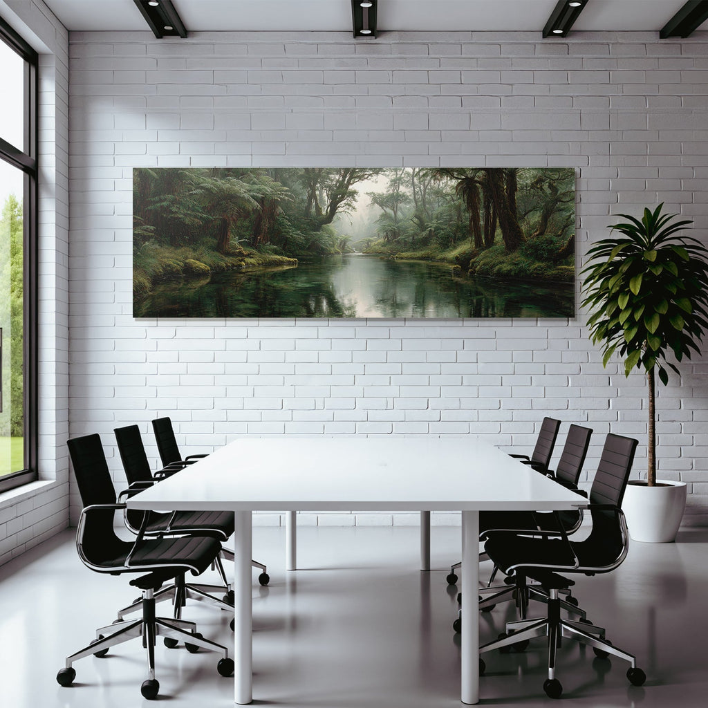 Ruhiger Wald Mit Fluss Und Baumreflexion