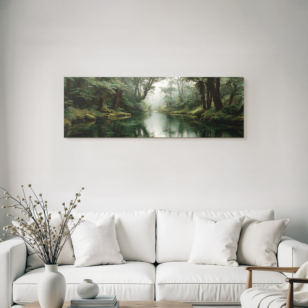 Ruhiger Wald Mit Fluss Und Baumreflexion