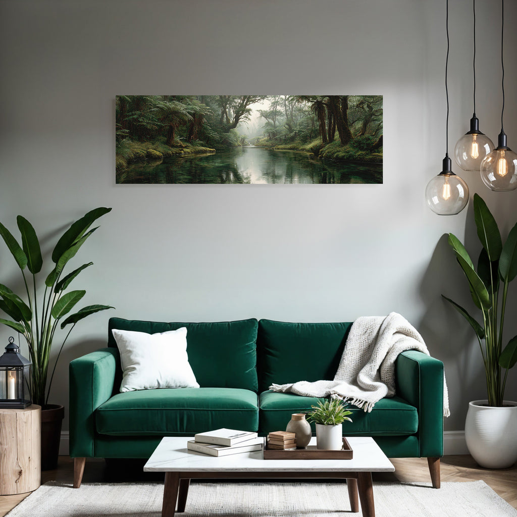 Ruhiger Wald Mit Fluss Und Baumreflexion