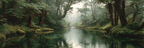 Ruhiger Wald Mit Fluss Und Baumreflexion | Insekten und Amphibien | Tiere