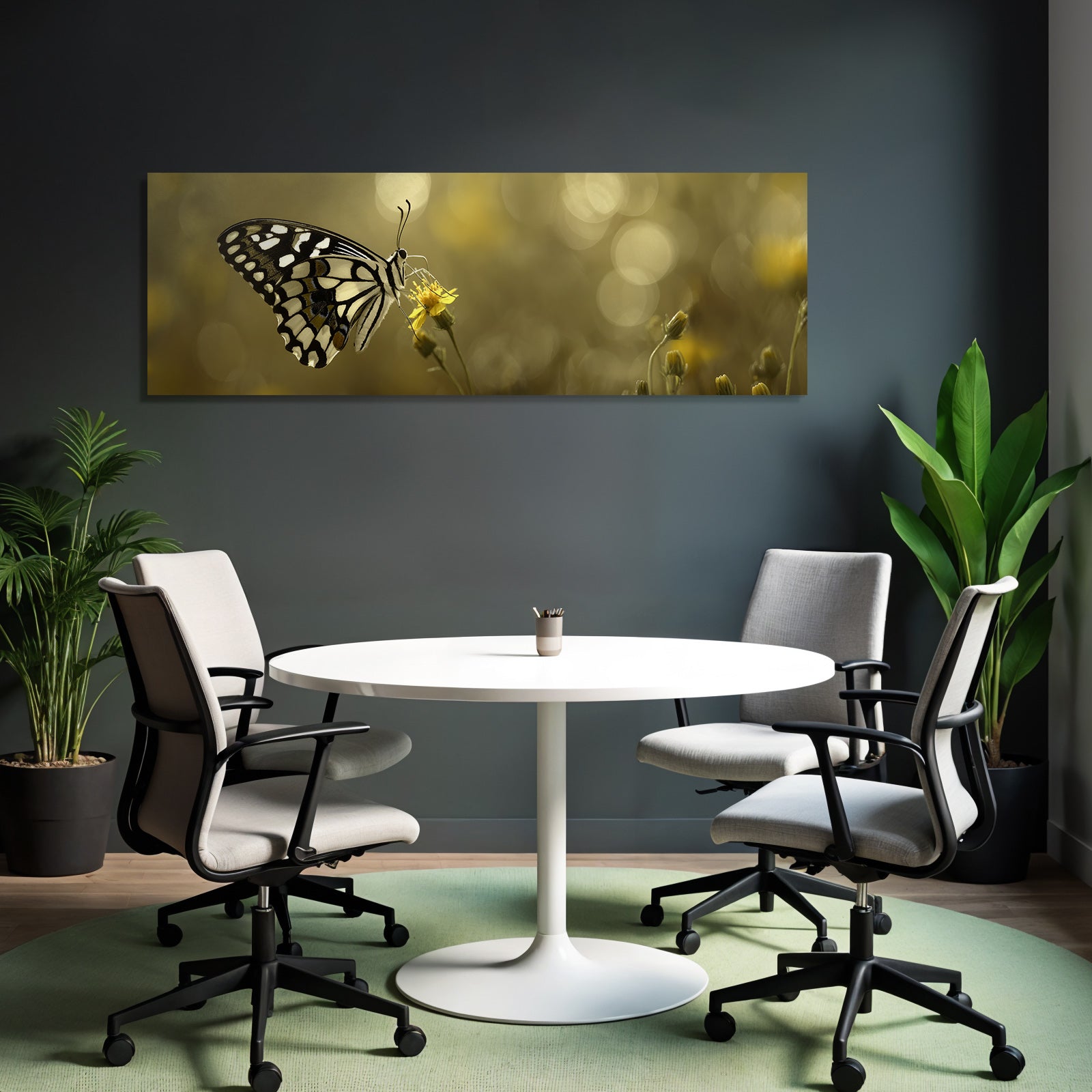 Schmetterling Auf Einer Gelben Blume Mit Verschwommenem Hintergrund