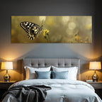 Butterfly on a yellow flower with blurred background