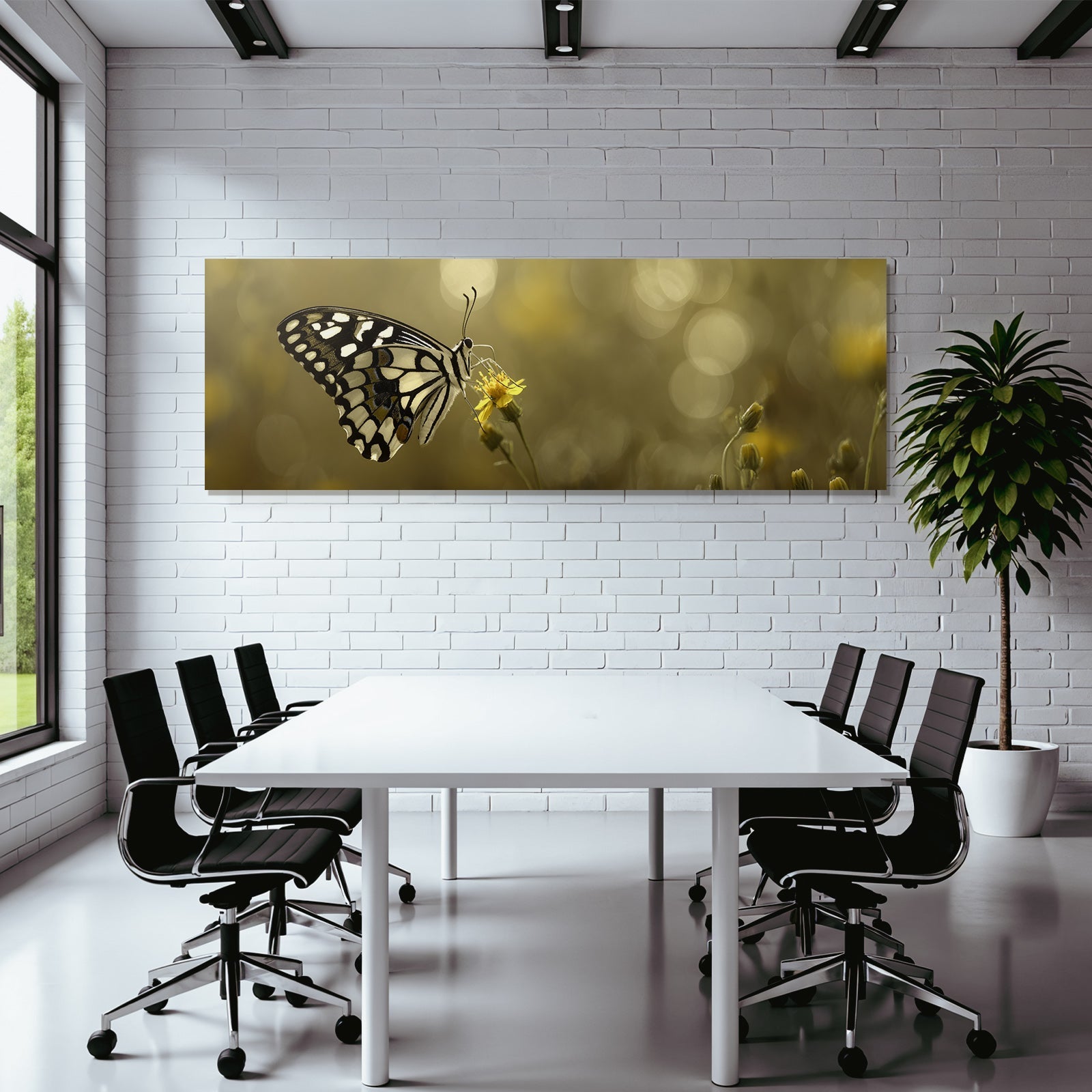 Schmetterling Auf Einer Gelben Blume Mit Verschwommenem Hintergrund