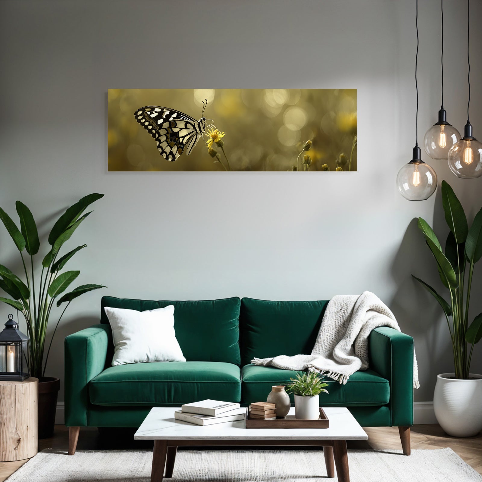 Schmetterling Auf Einer Gelben Blume Mit Verschwommenem Hintergrund