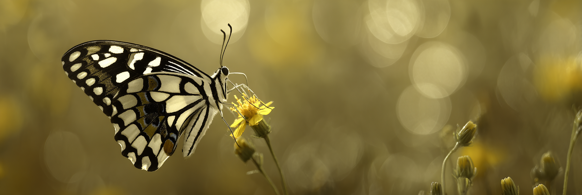 Schmetterling Auf Einer Gelben Blume Mit Verschwommenem Hintergrund | Insekten und Amphibien | Tiere