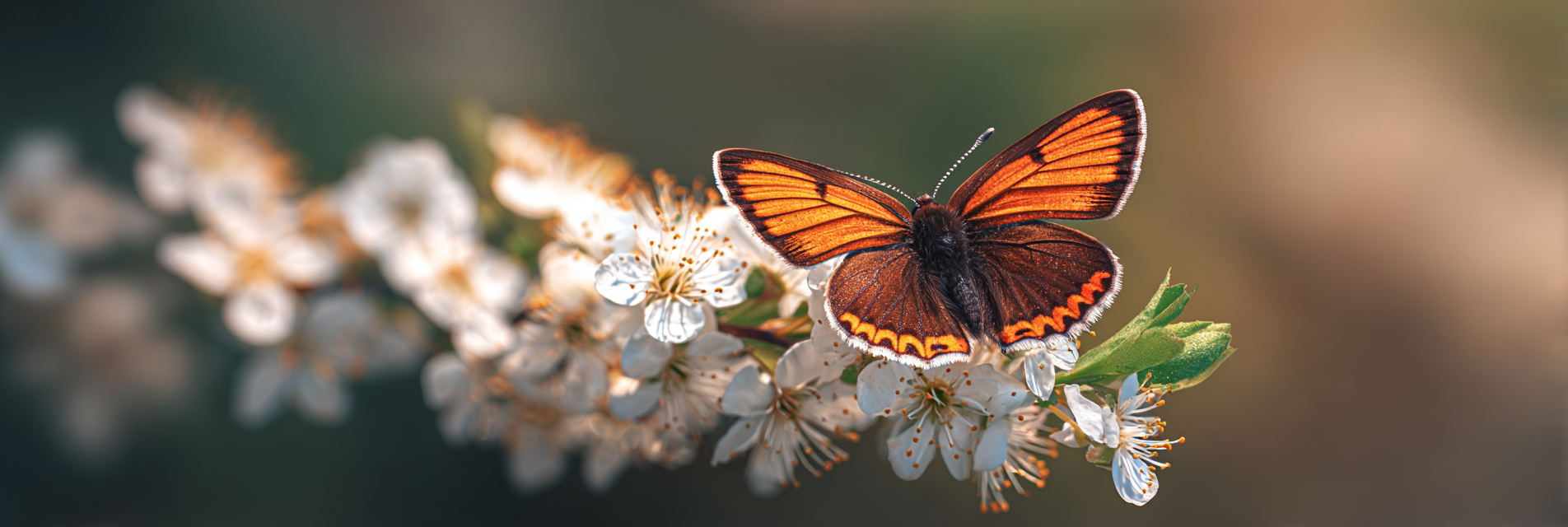 Schmetterling Mit Leuchtend Orangen Schwarzen Flügeln Auf Weissen Blumen | Insekten und Amphibien | Tiere