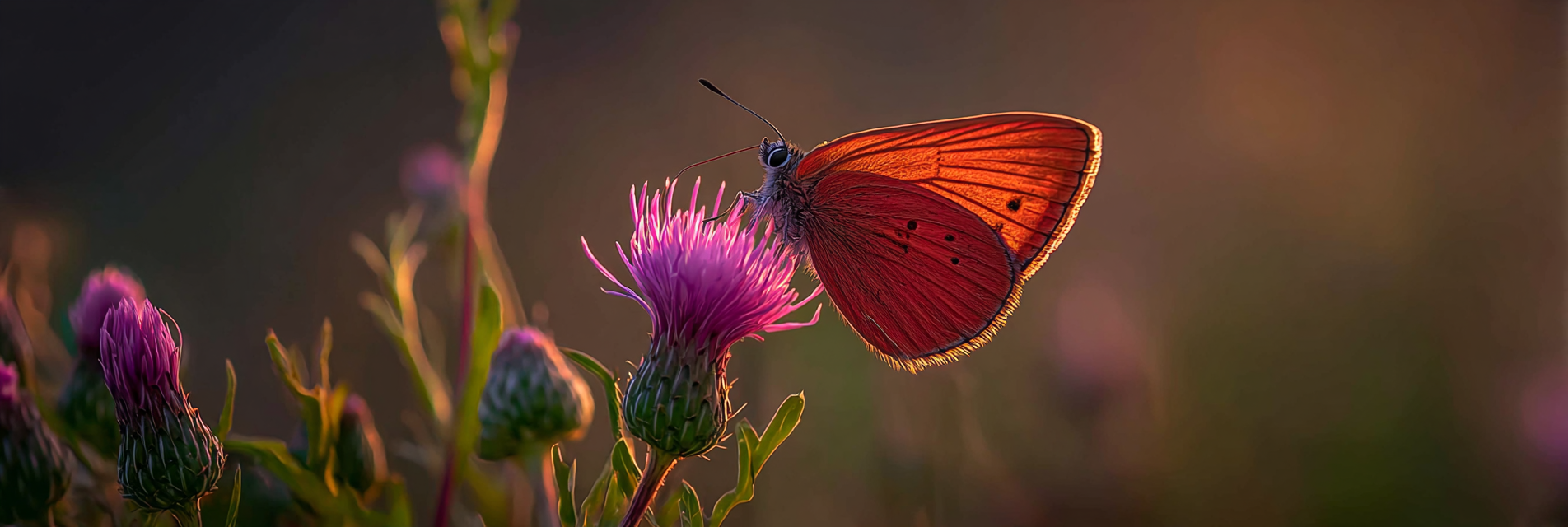 Schmetterling Mit Orangen Flügeln Auf Lila Blume | Insekten und Amphibien | Tiere