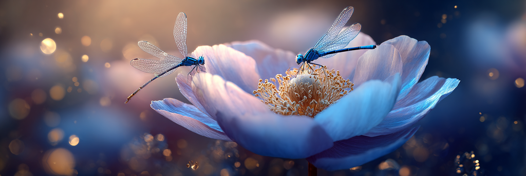 Zwei Libellen Auf Einer Grossen Blume In Verträumter Atmosphäre | Insekten und Amphibien | Tiere