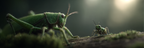Zwei Grüne Insekten Nahaufnahme Mit Wassertropfen | Insekten und Amphibien | Tiere