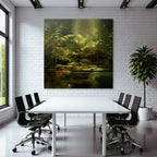 Friedlicher Teich Mit Frosch Und Lichtdurchfluteter Natur