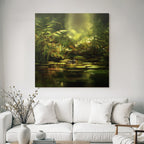 Friedlicher Teich Mit Frosch Und Lichtdurchfluteter Natur
