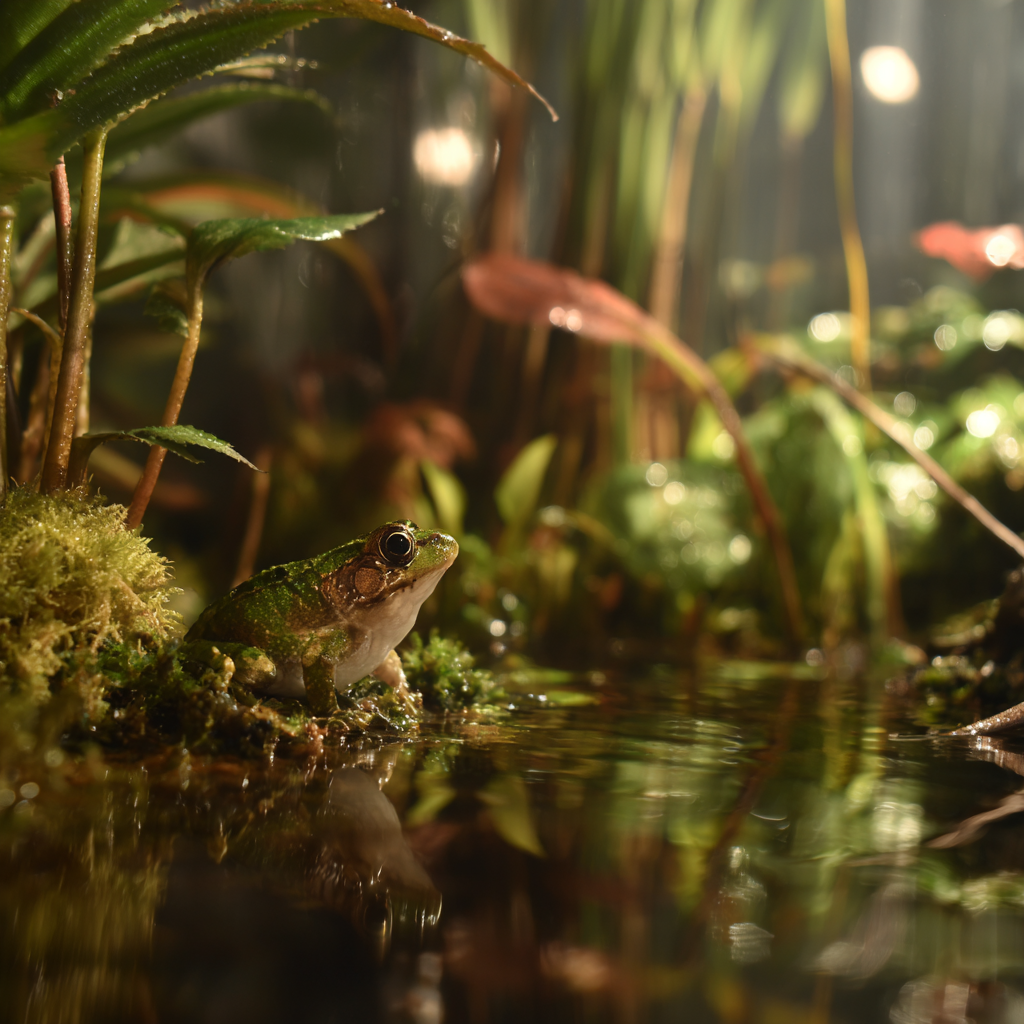 Frosch Am Wasserrand In Dichter Grünen Im Feuchtgebiet | Insekten und Amphibien | Tiere