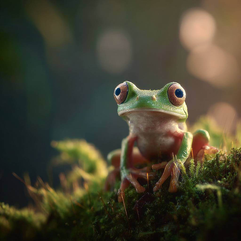 Frosch Auf Moosigem Oberfläche | Insekten und Amphibien | Tiere