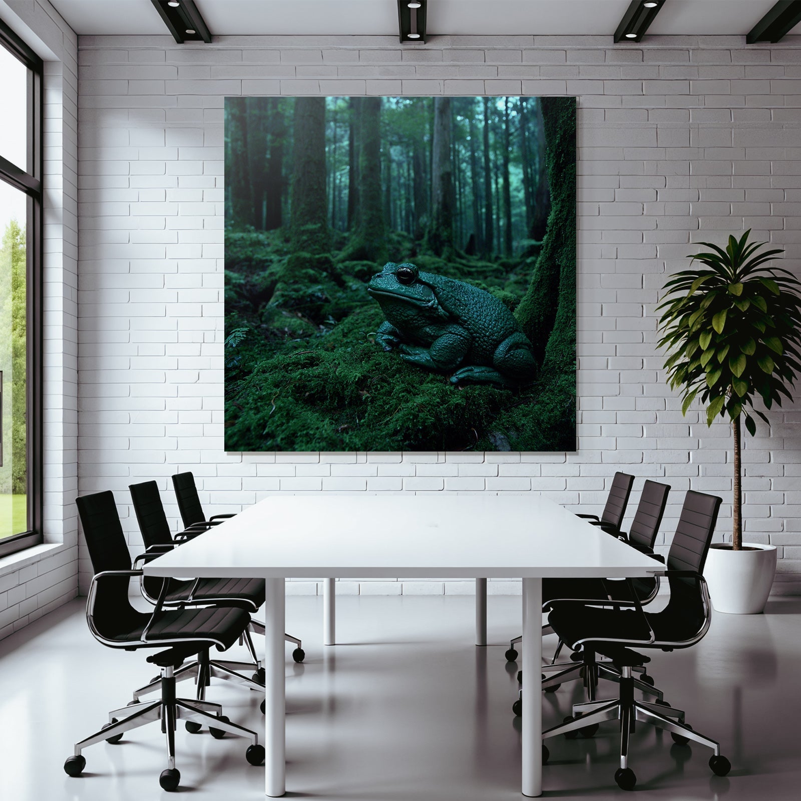 Frosch Im Wald Moosiger Boden Dunkle Atmosphäre