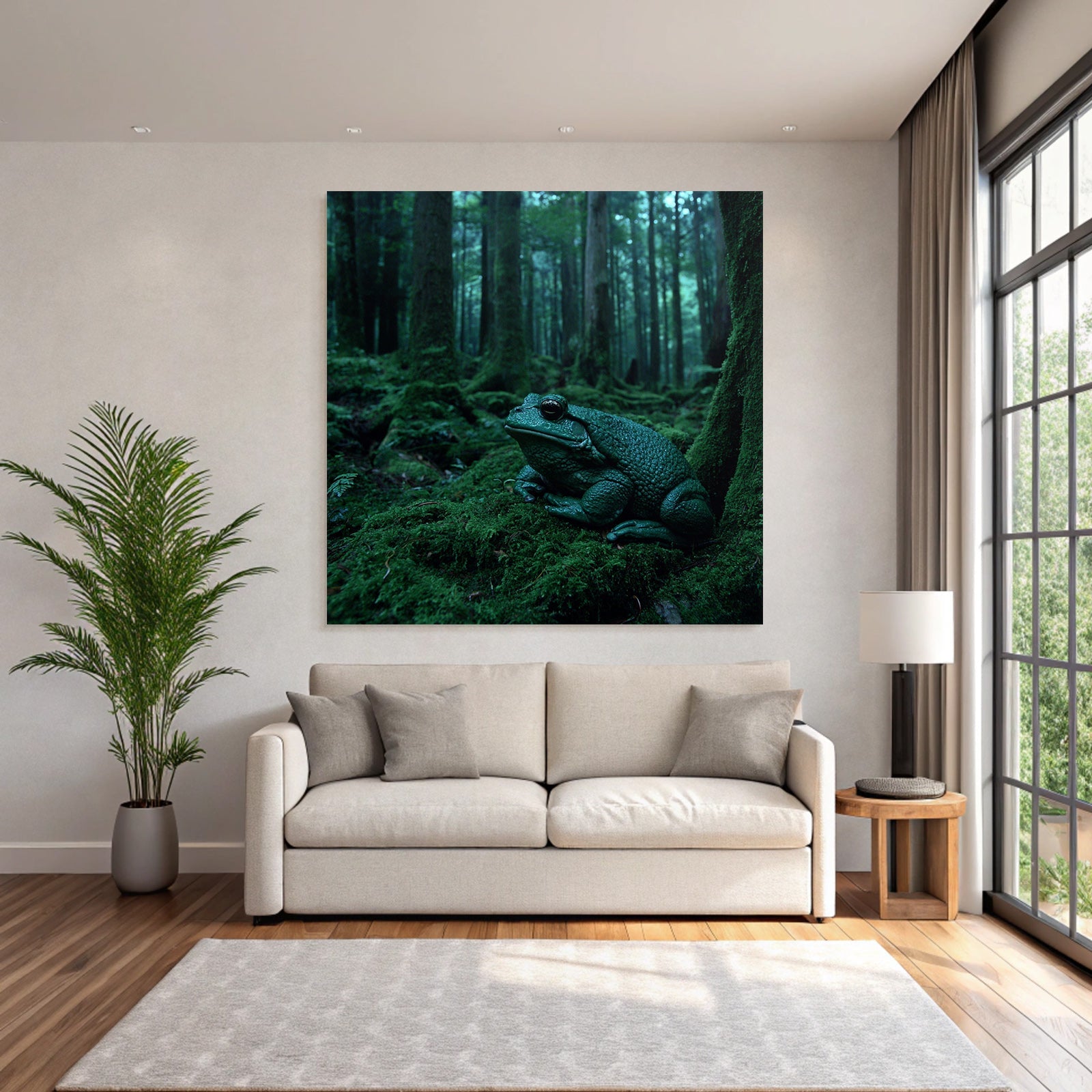 Frosch Im Wald Moosiger Boden Dunkle Atmosphäre