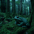 Frosch Im Wald Moosiger Boden Dunkle Atmosphäre | Insekten und Amphibien | Tiere