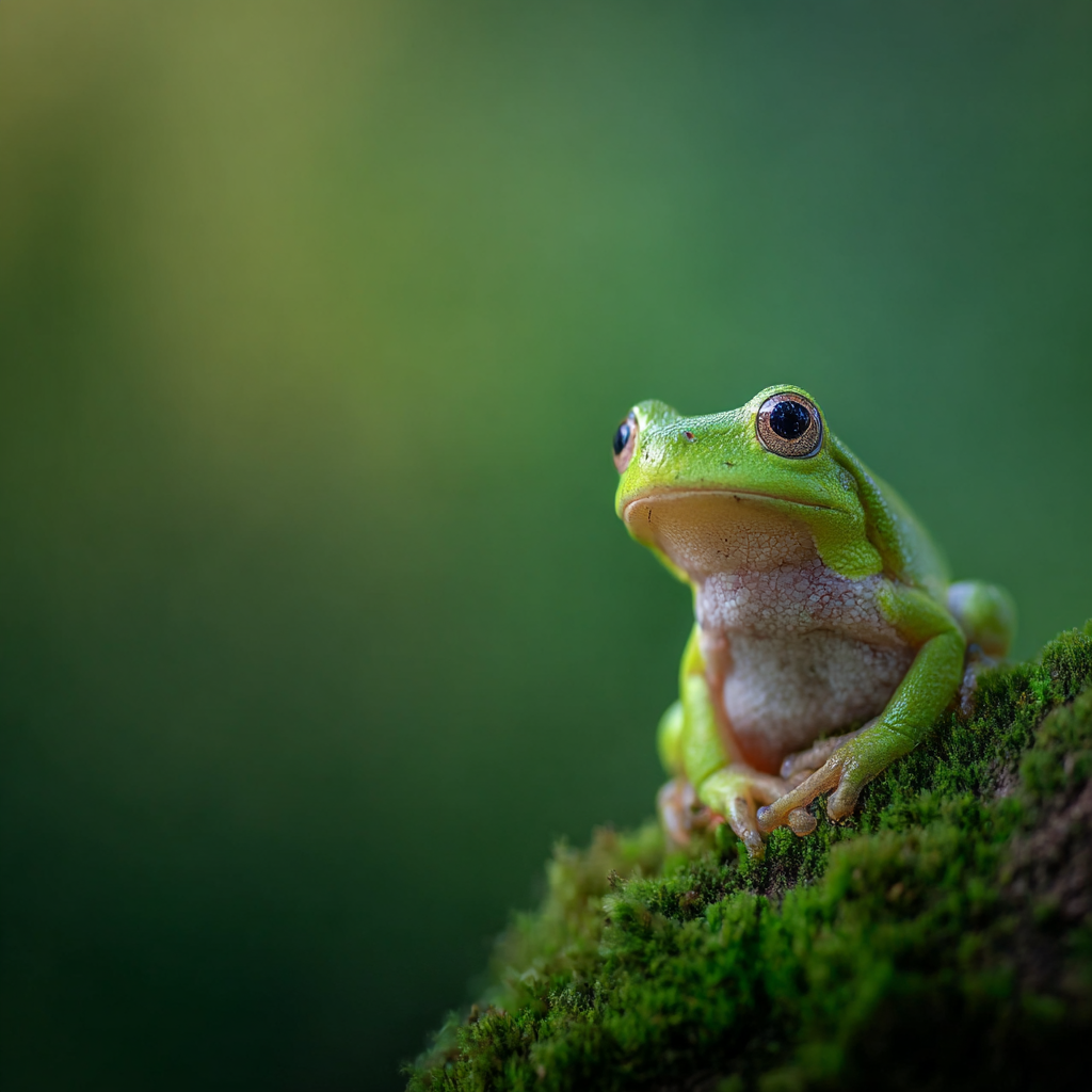 Grüner Frosch Im Closeup Auf Moos | Insekten und Amphibien | Tiere